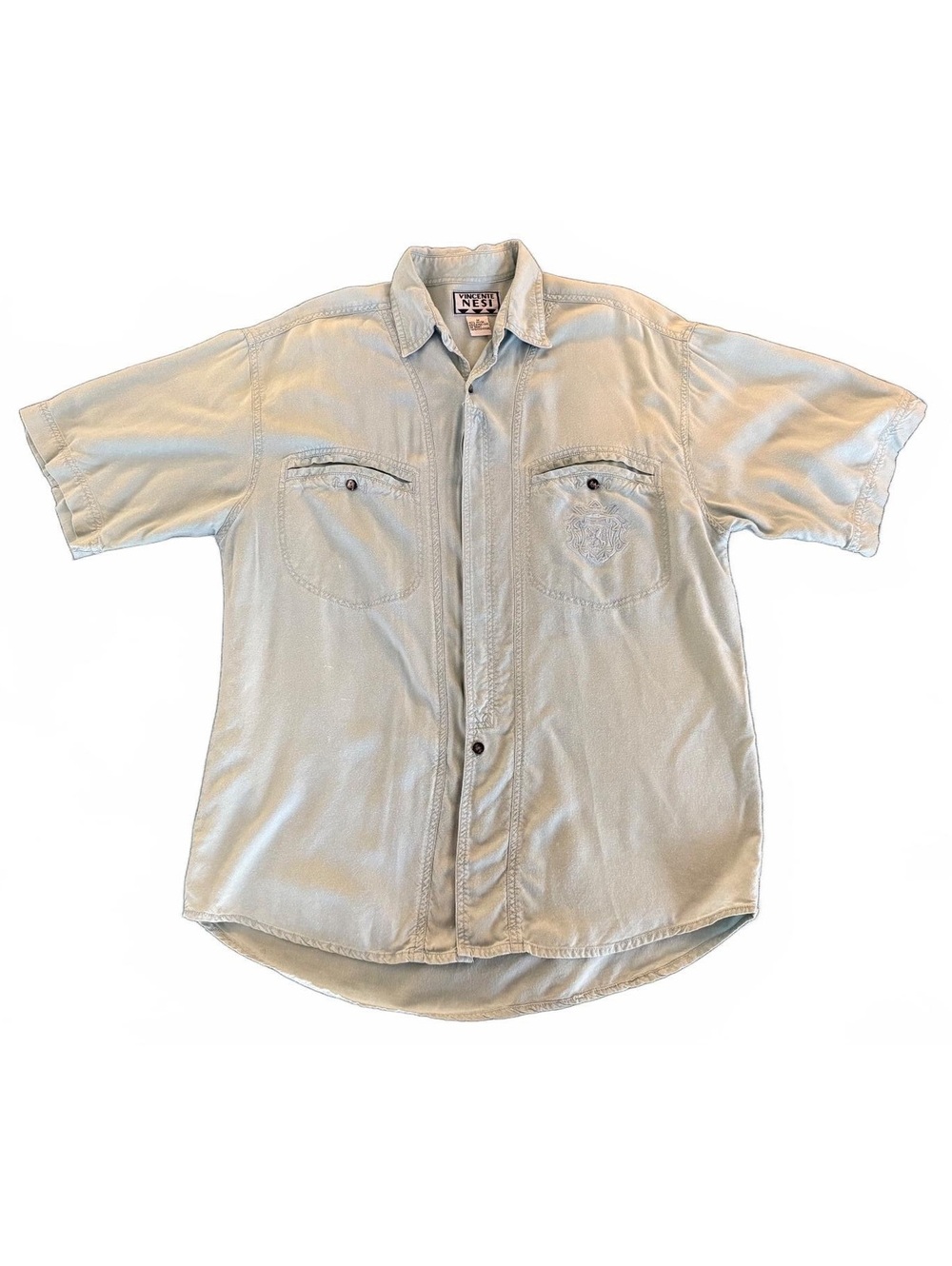 Nautica Men's Short Sleeve Button-Up Shirt Light Blue Size Large